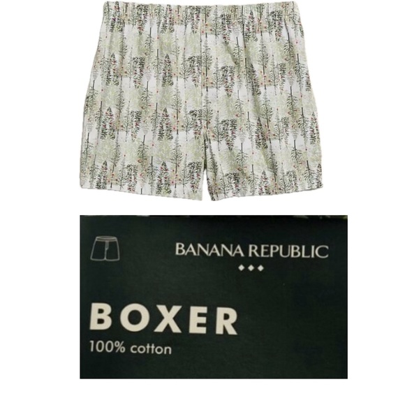 BANANA REPUBLIC Pine Tree Forest MEN'S 100%‎ Cotton Boxer Underwear Sz Small New - Picture 7 of 7